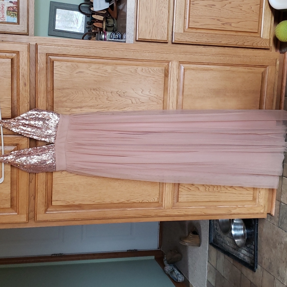 Rose Gold Fashion Nova Sequin Dusty Rose Dress